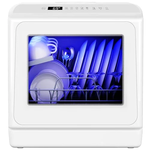 EUHOMY countertop dishwasher with dual spray arms